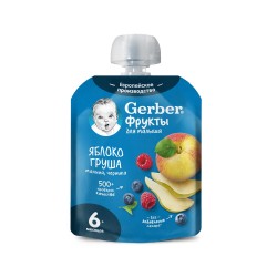 Пюре Gerber Яблоко груша малина черника 90 г