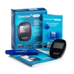 Глюкометр Сателлит онлайн с тест-полосками сателлит экспресс 25 шт и принадлежностями 1 шт.