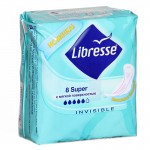 Прокладки женские, Libresse (Либресс) 8 шт Инвизибл супер софт с мягкой поверхностью
